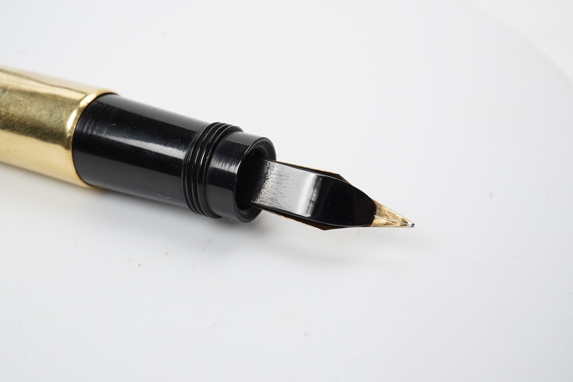A Waterman No.42 safety pen with gold metal covering